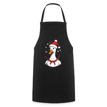Canard de Noël avec un joli chapeau de Noël - Tablier de cuisine - noir - Devant - AI Model Male 185 dark (185cm)