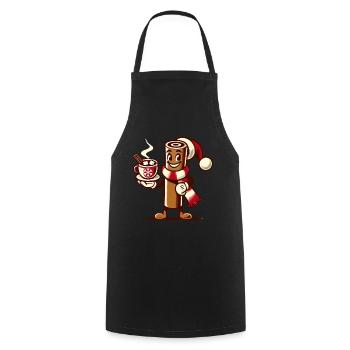 Heiße Schokolade Mit Zimt Fröhliche Weihnachtszeit - Kochschürze - Schwarz - Vorne - AI Model Male 185 dark (185cm)