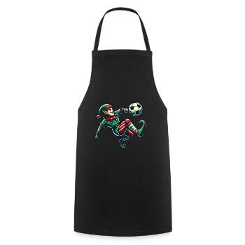 Christmas Elf Football Player Motif - Cooking Apron - black - Front - AI Model Male 185 dark (185cm)