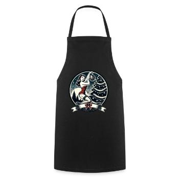 Festlicher Retro Weihnachtszauber mit Pin-Up Flair - Kochschürze - Schwarz - Vorne - AI Model Male 185 dark (185cm)