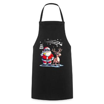 Cool Santa Claus with Reindeer Says Ho Ho Ho - Cooking Apron - black - Front - AI Model Male 185 dark (185cm)