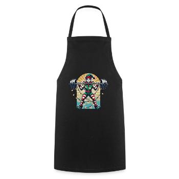 Christmas Gym Elf With Dumbbell Training - Cooking Apron - black - Front - AI Model Male 185 dark (185cm)