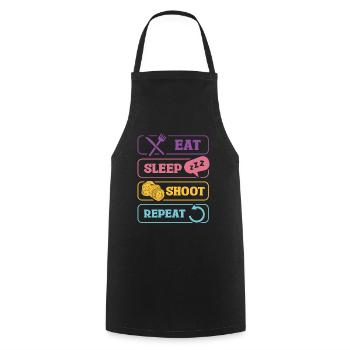 Eat Sleep Shoot Repeat Kamera Motiv - Kochschürze - Schwarz - Vorne - AI Model Male 185 dark (185cm)