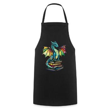 Stained Glass Dragon – Artful Design Fantasy Fans - Cooking Apron - black - Front - AI Model Male 185 dark (185cm)