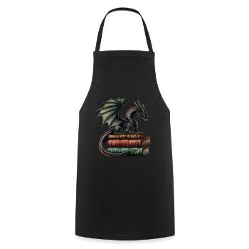 Black Dragon – Ancient Books for Fantasy Fans - Cooking Apron - black - Front - AI Model Male 185 dark (185cm)
