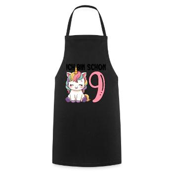 J’ai déjà neuf ans Licorne 9e anniversaire - Tablier de cuisine - noir - Devant - AI Model Male 185 dark (185cm)