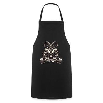 Christmas Krampus Bodybuilder Muscle Training - Cooking Apron - black - Front - AI Model Male 185 dark (185cm)