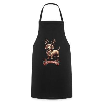 Joyeux Noël Teckel Motif Renne - Tablier de cuisine - noir - Devant - AI Model Male 185 dark (185cm)