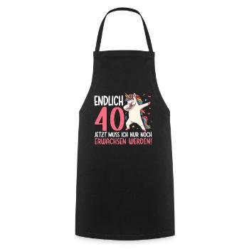Finally 40 Now just growing up - Cooking Apron - black - Front - AI Model Male 185 dark (185cm)