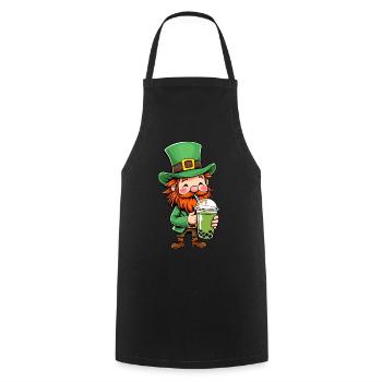 Leprechaun Bubble Tea St Patrick's Day - Cooking Apron - black - Front - AI Model Male 185 dark (185cm)