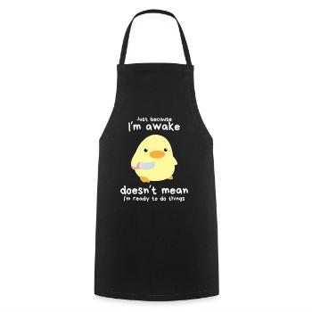 "Just Because I'm Awake" - Duck with Knife Meme - Cooking Apron - black - Front - AI Model Male 185 dark (185cm)