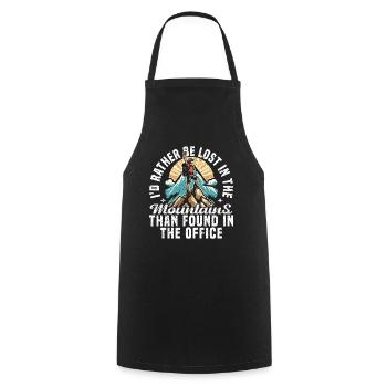 BE LOST IN THE MOUNTAINS THAN FOUND IN THE OFFICE - Cooking Apron - black - Front - AI Model Male 185 dark (185cm)