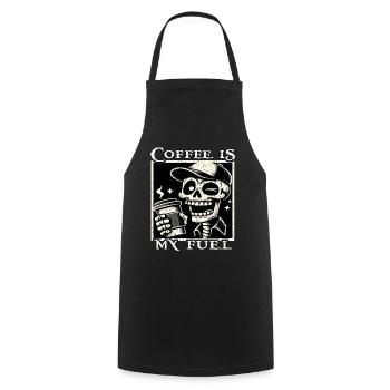LE CAFÉ EST MON CARBURANT - SKELETON - Tablier de cuisine - noir - Devant - AI Model Male 185 dark (185cm)