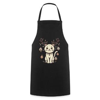 Mignon chat de Noël avec des bois - Tablier de cuisine - noir - Devant - AI Model Male 185 dark (185cm)