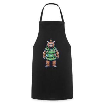 Ours de Noël avec arbre de lumière - Tablier de cuisine - noir - Devant - AI Model Male 185 dark (185cm)