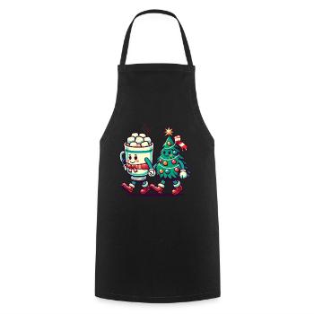Merry Christmas Retro Style - Cooking Apron - black - Front - AI Model Male 185 dark (185cm)