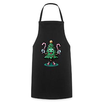 WeMerry Christmas Tree with Candy Canes Retr - Cooking Apron - black - Front - AI Model Male 185 dark (185cm)