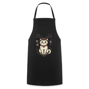 Weihnachtliche Katze Mit Geweih Und Kugeln - Kochschürze - Schwarz - Vorne - AI Model Male 185 dark (185cm)