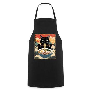 Vintage Katze Ramen - Kochschürze - Schwarz - Vorne - AI Model Male 185 dark (185cm)