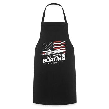 Boater I Love Motor Boating Funny American - Cooking Apron - black - Front - AI Model Male 185 dark (185cm)