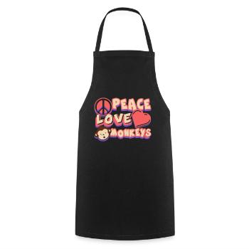 Peace Love Monkeys Tee - Cooking Apron - black - Front - AI Model Male 185 dark (185cm)