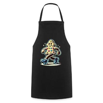Gingerbread man with boots smiling - Cooking Apron - black - Front - AI Model Male 185 dark (185cm)