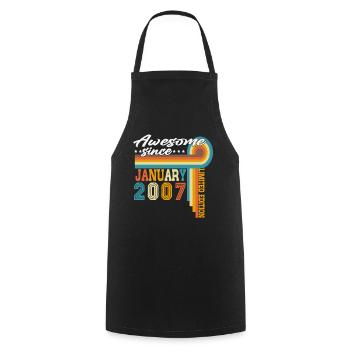 Janvier 2007 Vintage Born Anniversaire Rétro - Tablier de cuisine - noir - Devant - AI Model Male 185 dark (185cm)