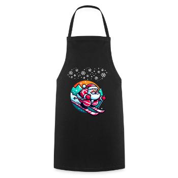 Christmas Skiing Santa Claus Winter Snow - Cooking Apron - black - Front - AI Model Male 185 dark (185cm)