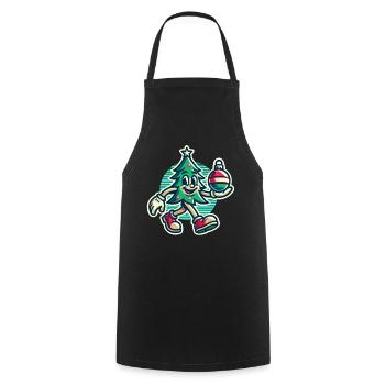 Arbre de Noël rétro drôle avec boule - Tablier de cuisine - noir - Devant - AI Model Male 185 dark (185cm)