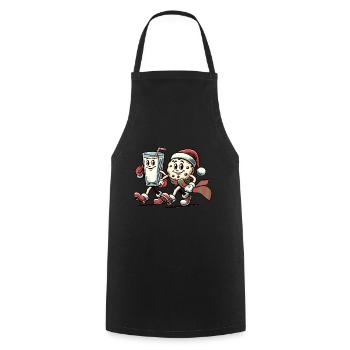 Merry Christmas with funny mascot - Cooking Apron - black - Front - AI Model Male 185 dark (185cm)