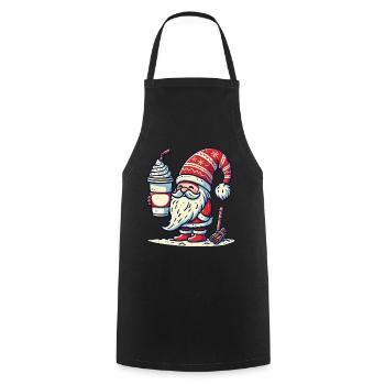 Weihnachtlicher Kaffeeliebhaber Gnom Wichtel - Kochschürze - Schwarz - Vorne - AI Model Male 185 dark (185cm)