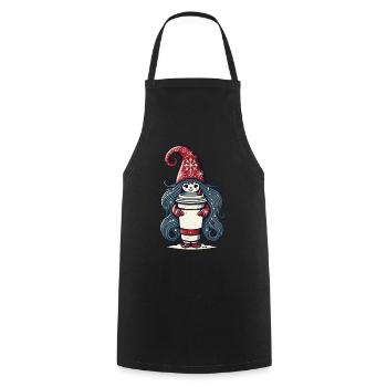 Gnome amateur de café de Noël - Tablier de cuisine - noir - Devant - AI Model Male 185 dark (185cm)