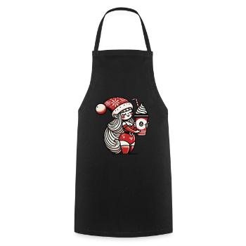 Nain de Noël avec du café pour les amateurs de café - Tablier de cuisine - noir - Devant - AI Model Male 185 dark (185cm)