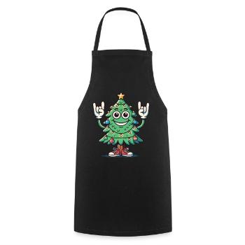 Funny Christmas tree with skirt hand - Cooking Apron - black - Front - AI Model Male 185 dark (185cm)