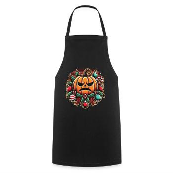 Effrayant Halloween Noël citrouille ambiance - Tablier de cuisine - noir - Devant - AI Model Male 185 dark (185cm)