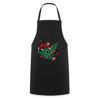 Drôle de chat Noël rétro vintage - Tablier de cuisine - noir - Devant - AI Model Male 185 dark (185cm)