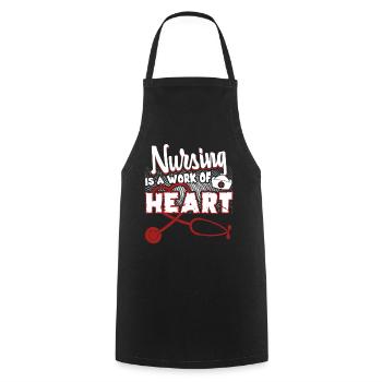 Nursing Is A Work Of Heart - Cooking Apron - black - Front - AI Model Male 185 dark (185cm)