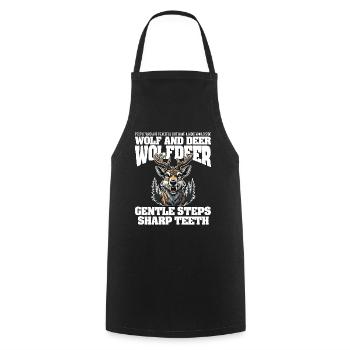 GENTLE STEPS SHARP TEETH - WOLF AND DEER - Cooking Apron - black - Front - AI Model Male 185 dark (185cm)