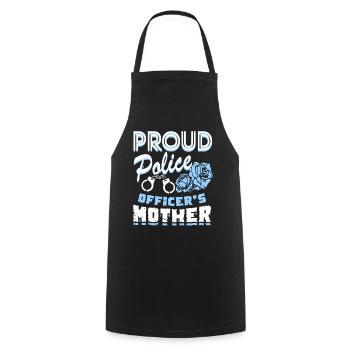 Proud Police Officer's Mother - Cooking Apron - black - Front - AI Model Male 185 dark (185cm)