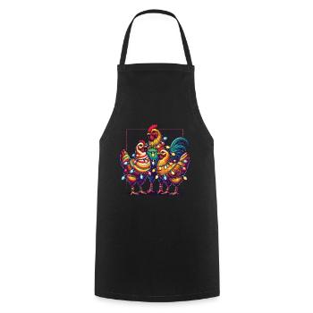 Poulets drôles de Noël avec des lumières - Tablier de cuisine - noir - Devant - AI Model Male 185 dark (185cm)