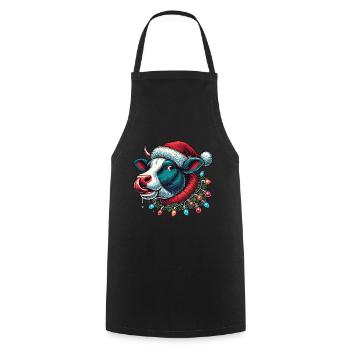 Weihnachten Lustige Kuh Mit Lichterkette - Kochschürze - Schwarz - Vorne - AI Model Male 185 dark (185cm)
