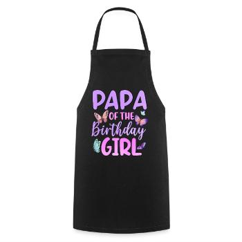 Papa de la fille d’anniversaire - Tablier de cuisine - noir - Devant - AI Model Male 185 dark (185cm)