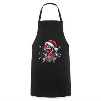 Weihnachtshuhn Mit Lichterkette - Kochschürze - Schwarz - Vorne - AI Model Male 185 dark (185cm)