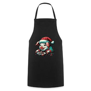 Gieriges Weihnachtsschwein - Kochschürze - Schwarz - Vorne - AI Model Male 185 dark (185cm)