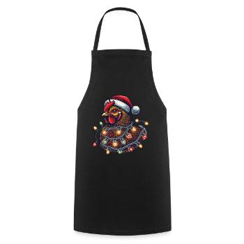Weihnachtshuhn Mit Lichterkette - Kochschürze - Schwarz - Vorne - AI Model Male 185 dark (185cm)