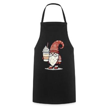 Weihnachtsgnom Mit Kaffee Wichtel - Kochschürze - Schwarz - Vorne - AI Model Male 185 dark (185cm)
