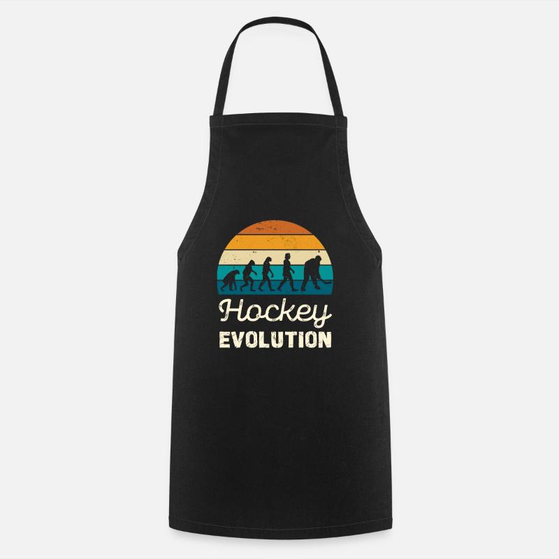 Hockey Evolution Retro Illustration - Kochschürze - Schwarz