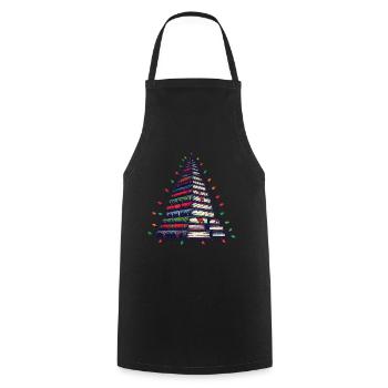 Book tree for book lovers at Christmas - Cooking Apron - black - Front - AI Model Male 185 dark (185cm)