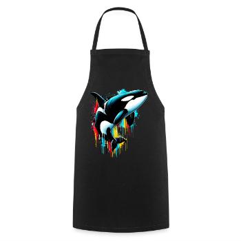 Killer whale - Cooking Apron - black - Front - AI Model Male 185 dark (185cm)