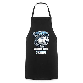Polar Bear Skiing Ski Goggles Beanie Winter Vacation - Cooking Apron - black - Front - AI Model Male 185 dark (185cm)